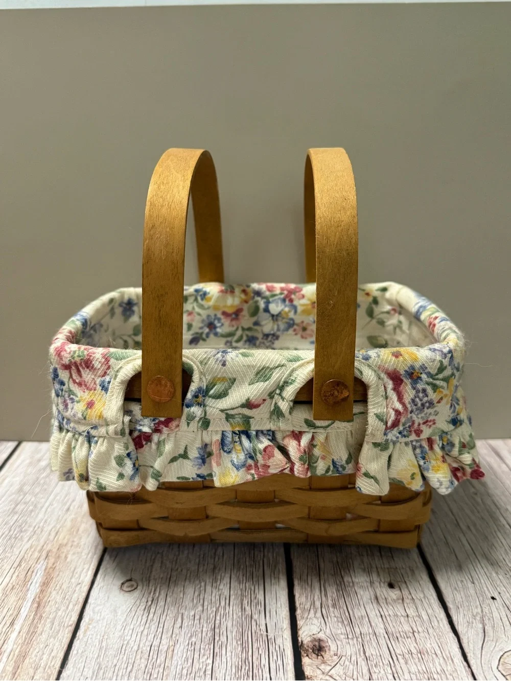 Longaberger Classic Little Market Basket  Spring Flower Liner 5”x8”